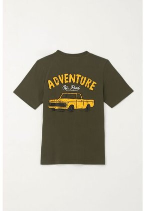 Camiseta Básica Con Estampado Verde Para Niño