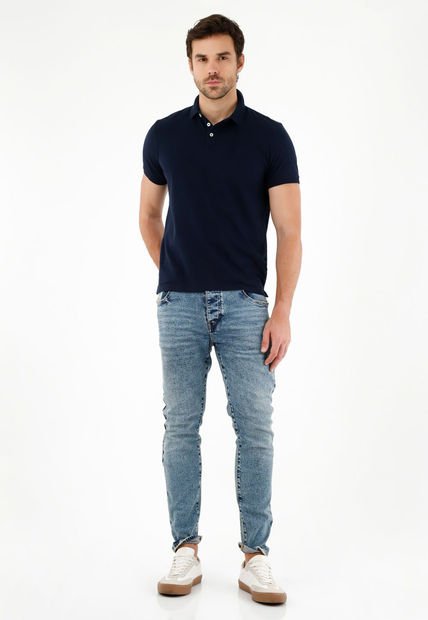 Jean Skinny Azul Para Hombre