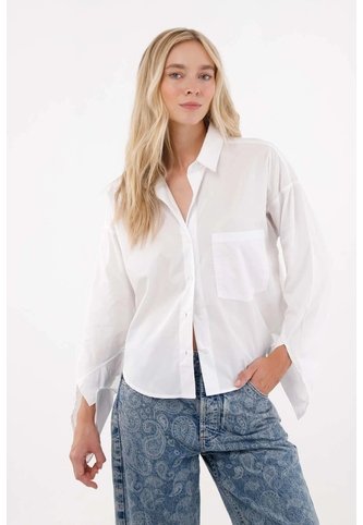 Tennis Camisa Manga Larga Con Bolsillo Blanca Para Mujer Tennis
