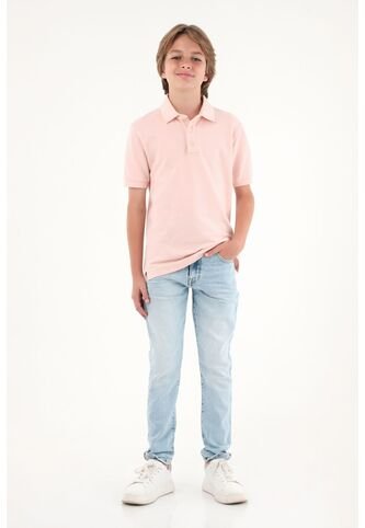 Jean Slim Tono Acid Wash Claro Para Niño Tennis