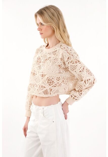 Tennis Buzo Con Transparencia Crudo Para Mujer