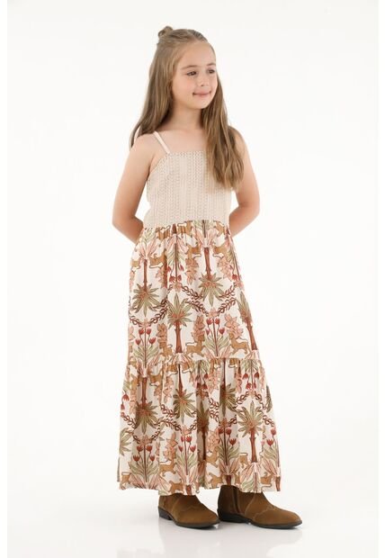 Vestido Largo Estampado Para Niña