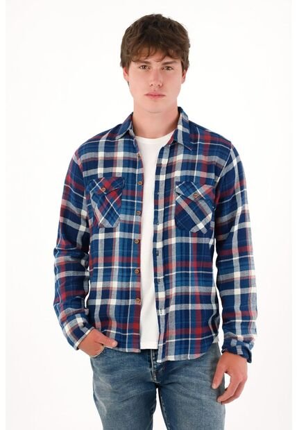 Tennis Camisa Manga Larga Con Diseño A Cuadros Multicolor Con Textura Lisa Para Hombre