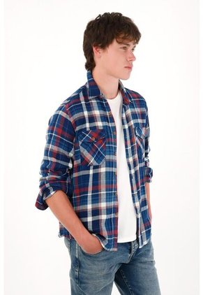 Tennis Camisa Manga Larga Con Diseño A Cuadros Multicolor Con Textura Lisa Para Hombre