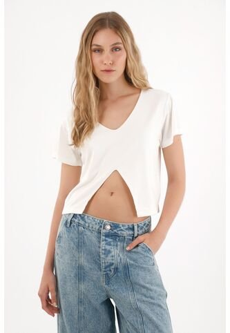 Tennis Camiseta Con Escote En V Crudo Para Mujer Tennis