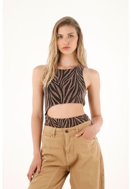 Tennis Body En Tejido Brillante Animal Print Para Mujer