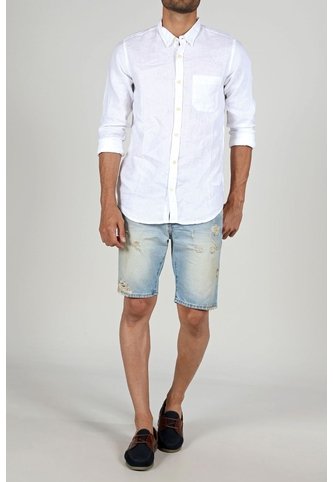 Tennis Camisa Blanca De Lino Para Hombre Tennis