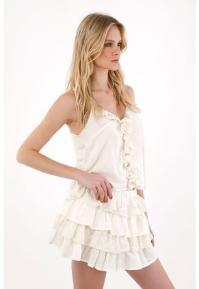 Tennis Falda Corta Con Boleros Crudo Para Mujer