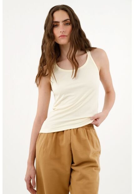 Camiseta Manga Sisa Crudo Para Mujer