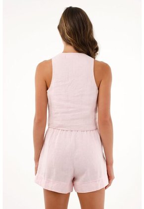 Chaleco Con Bolsillos De Ribete Decorativos Para Mujer