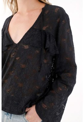 Tennis Camisa En Encaje Con Boleros Negra Para Mujer