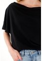Tennis Camiseta Negra Con Escote Drapeado Para Mujer de Tennis