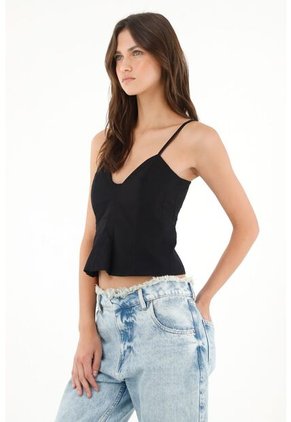 Tennis Camisa De Tiras Negra Para Mujer