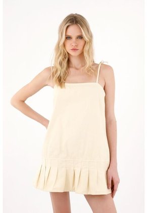 Tennis Vestido Corto En Denim Crudo Para Mujer