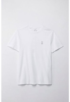 Tennis Camiseta Manga Corta Estampada Blanca De Ajuste Cómodo Para Hombre