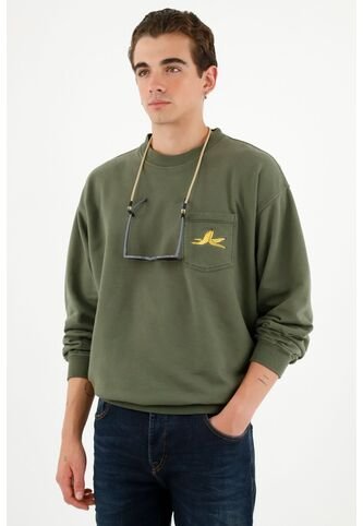 Buzo Unisex Verde Con Bolsillo De Parche Tennis