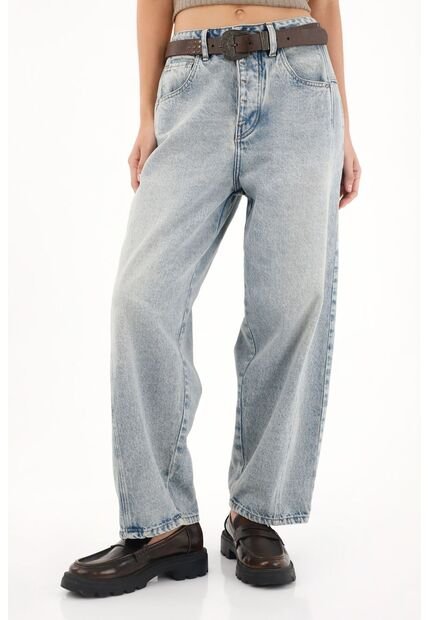 Tennis Jean Horseshoe De Tiro Bajo Azul Con Diseño Versátil Para Mujer