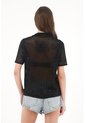 Tennis Camisa En Tejido Abierto Con Flores Negra Para Mujer de Tennis