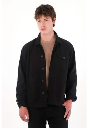 Tennis Chaqueta En Denim Con Costuras Decorativas Negra Para Hombre