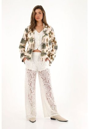 Tennis Blazer Con Estampado De Palmeras Y Tigres Para Mujer