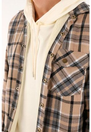 Camisa A Cuadros Con Forro En Ovejero Para Hombre