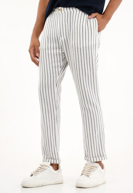 Pantalón Azul Con Diseño A Rayas Para Hombre