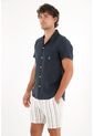 Tennis Camisa En 100% Lino Azul Con Acabado Suave Para Hombre de Tennis
