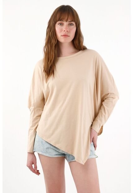 Tennis Camiseta Manga Larga Café Con Acabado Suave Para Mujer