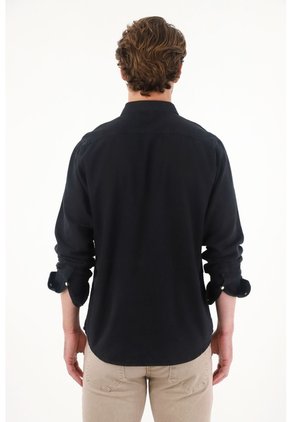 Tennis Camisa En Dril Liviano Manga Larga Negra Para Hombre