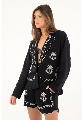 Tennis Blazer Negro Con Bordados Para Mujer Tennis