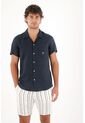 Tennis Camisa En 100% Lino Azul Con Acabado Suave Para Hombre de Tennis
