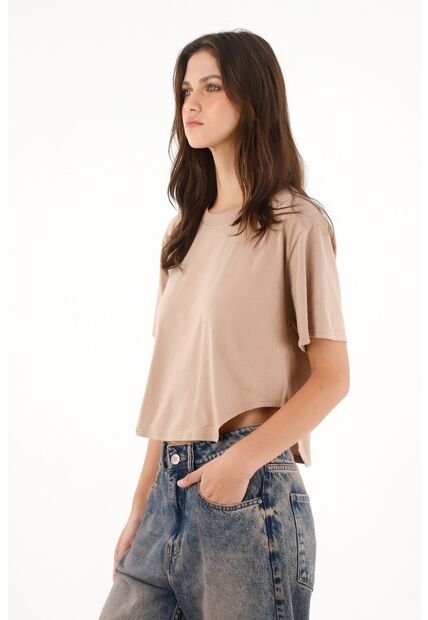 Tennis Camiseta Amplia Con Cortes Laterales Café Para Mujer