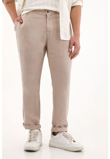 Tennis Pantalón Chino En 100% Lino Café Para Hombre