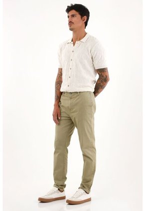 Tennis Pantalón Tipo Chino Verde Con Caída Natural Para Hombre