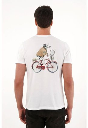 Tennis Camiseta Con Estampado En Espalda Blanca Con Estructura Suave Para Hombre