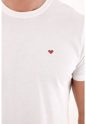 Tennis Camiseta Con Estampado En Espalda Blanca Con Estructura Suave Para Hombre