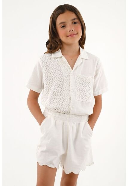 Bermuda Crudo Con Ruedo Ondulado Para Niña