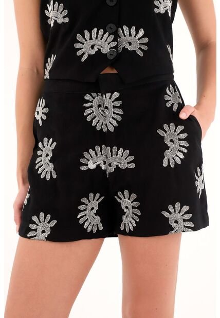 Tennis Bermuda Corta Con Brillos Y Bordados Para Mujer