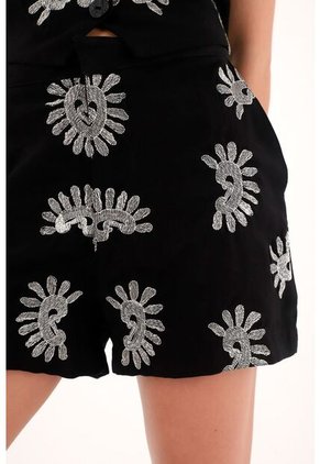 Tennis Bermuda Corta Con Brillos Y Bordados Para Mujer