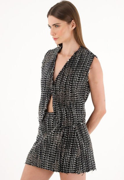 Falda Negra Con Apliques De Brillo Para Mujer