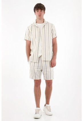 Tennis Camisa Tipo Bowling A Rayas De Acabado Suave Para Hombre Con Acabado Suave