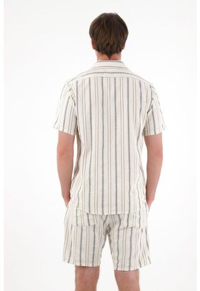 Tennis Camisa Tipo Bowling A Rayas De Acabado Suave Para Hombre Con Acabado Suave