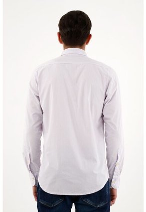 Camisa Morada Con Diseño A Rayas Para Hombre