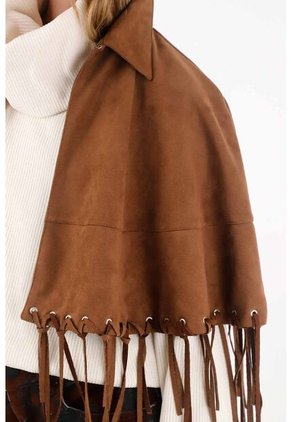 Tennis Capa En Suede Con Flecos Café Para Mujer