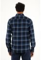 Tennis Camisa Leñadora Con Botones En Madera Azul De Ajuste Cómodo Para Hombre de Tennis