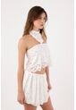 Tennis Top Crop Holgado Con Cuello Halter Cruzado En Encaje Blanco Para Mujer de Tennis