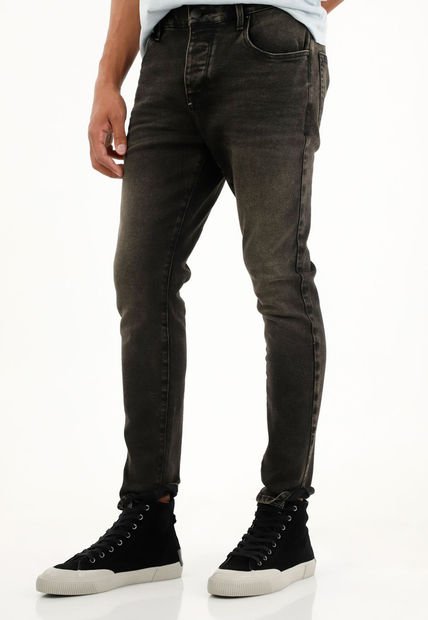 Jean Skinny Negro De Tiro Medio Para Hombre
