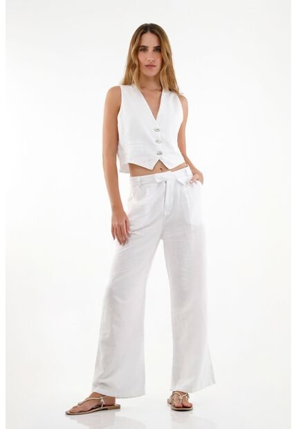 Chaleco Tipo Sastre Blanco Para Mujer