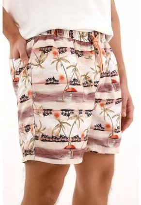 Tennis Pantaloneta De Baño Con Estampado De Palmeras De Silueta Amplia Para Hombre