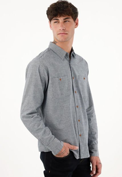 Camisa Preteñida A Rayas Azul Para Hombre
